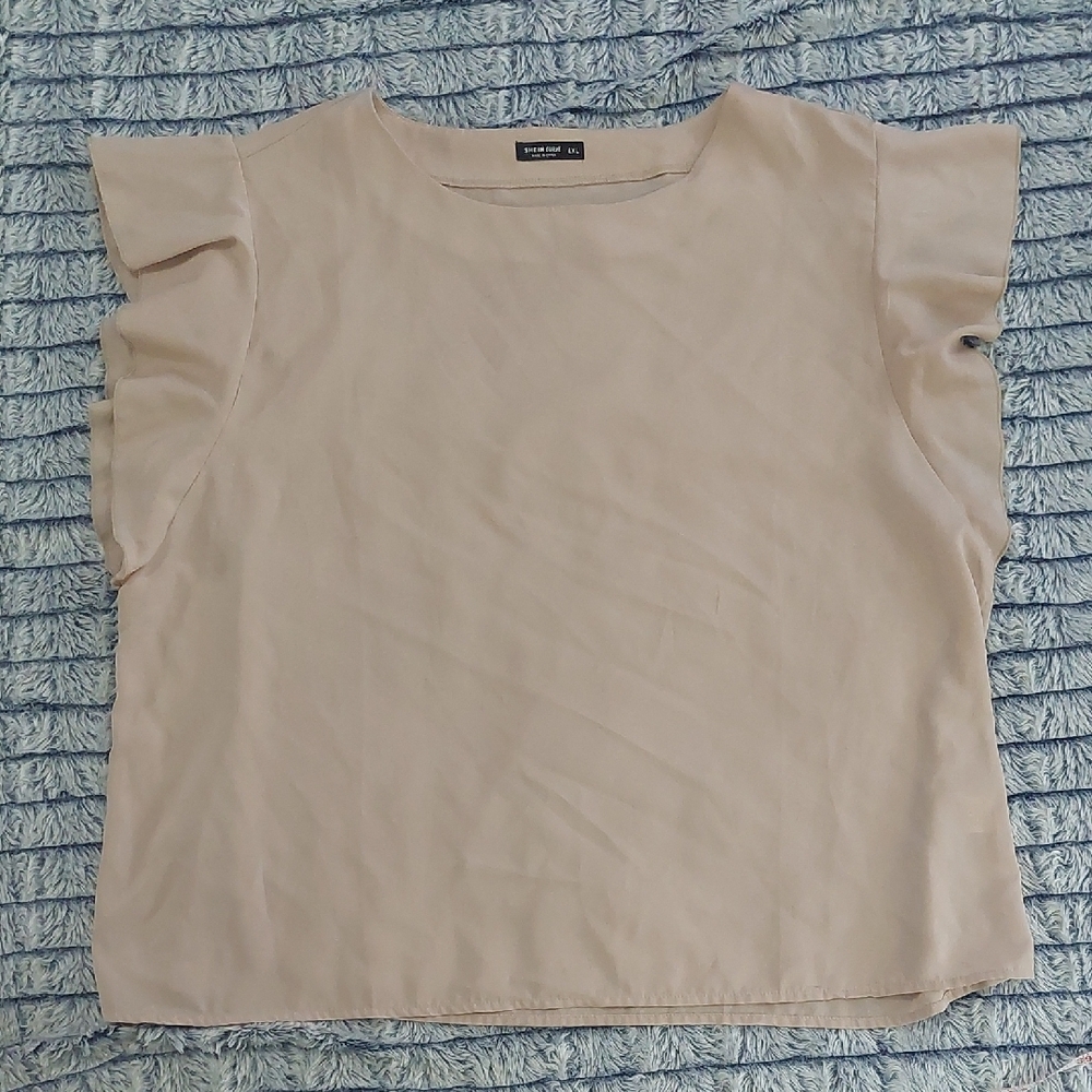Shein‎ 4xl Beige Ruffle Sleeve Top